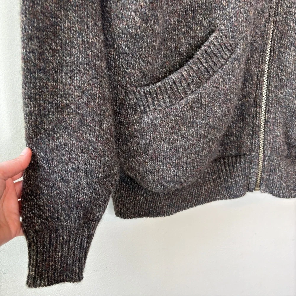 Woolrich Vintage USA Speckled Wool Blend Fleece Lined‎ Zip Up Cardigan Sweater L